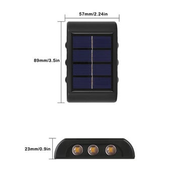 2 τμχ Μοντέρνα Ηλιακή Απλίκα Τοίχου IP65 Επίπεδο Αδιάβροχο Έξυπνο Φωτιστικό Εξωτερικού Χώρου για Διακόσμηση Βίλας Κήπου