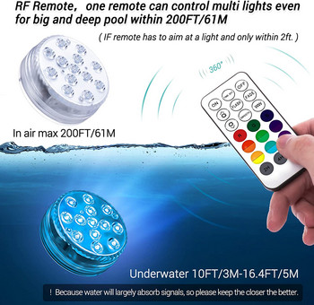 C2 2023 Upgrade 13 LED RGB потопяема лампа с магнит и вендуза за плувен басейн, подводна led светлина, нощна за езеро