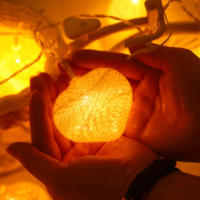 Led kuglice od ratana Vilinske svjetiljke Pamuk 1.5M 10LED Toplo bijeli vijenac Lanac Blagdanski Božić za terasu Svadbena dekoracija