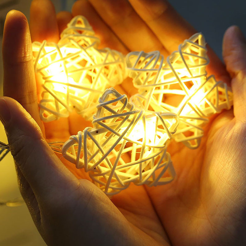 Led kuglice od ratana Vilinske svjetiljke Pamuk 1.5M 10LED Toplo bijeli vijenac Lanac Blagdanski Božić za terasu Svadbena dekoracija