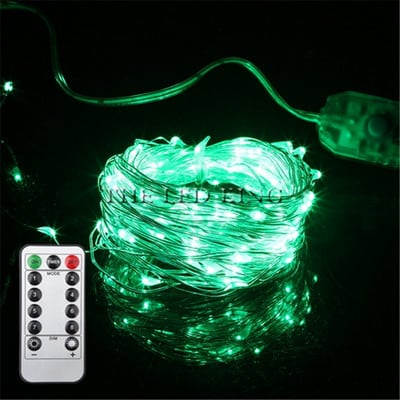Jaunais gads 10M 5M 2M Sudraba stieple Fairy Garland LED stīgu gaismas Mājas Ziemassvētku kāzu ballītes dekorēšana Darbojas ar akumulatoru / USB