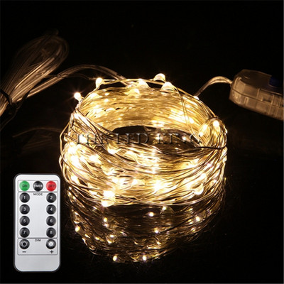 Jaunais gads 10M 5M 2M Sudraba stieple Fairy Garland LED stīgu gaismas Mājas Ziemassvētku kāzu ballītes dekorēšana Darbojas ar akumulatoru / USB