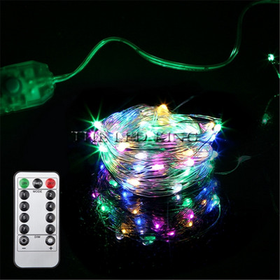 Jaunais gads 10M 5M 2M Sudraba stieple Fairy Garland LED stīgu gaismas Mājas Ziemassvētku kāzu ballītes dekorēšana Darbojas ar akumulatoru / USB