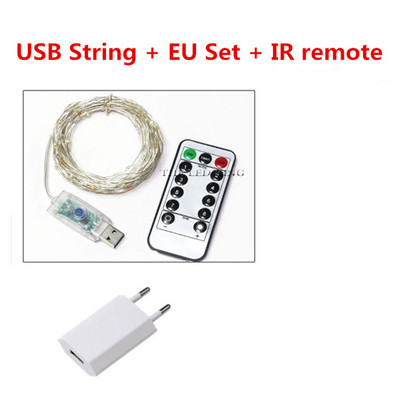 Jaunais gads 10M 5M 2M Sudraba stieple Fairy Garland LED stīgu gaismas Mājas Ziemassvētku kāzu ballītes dekorēšana Darbojas ar akumulatoru / USB