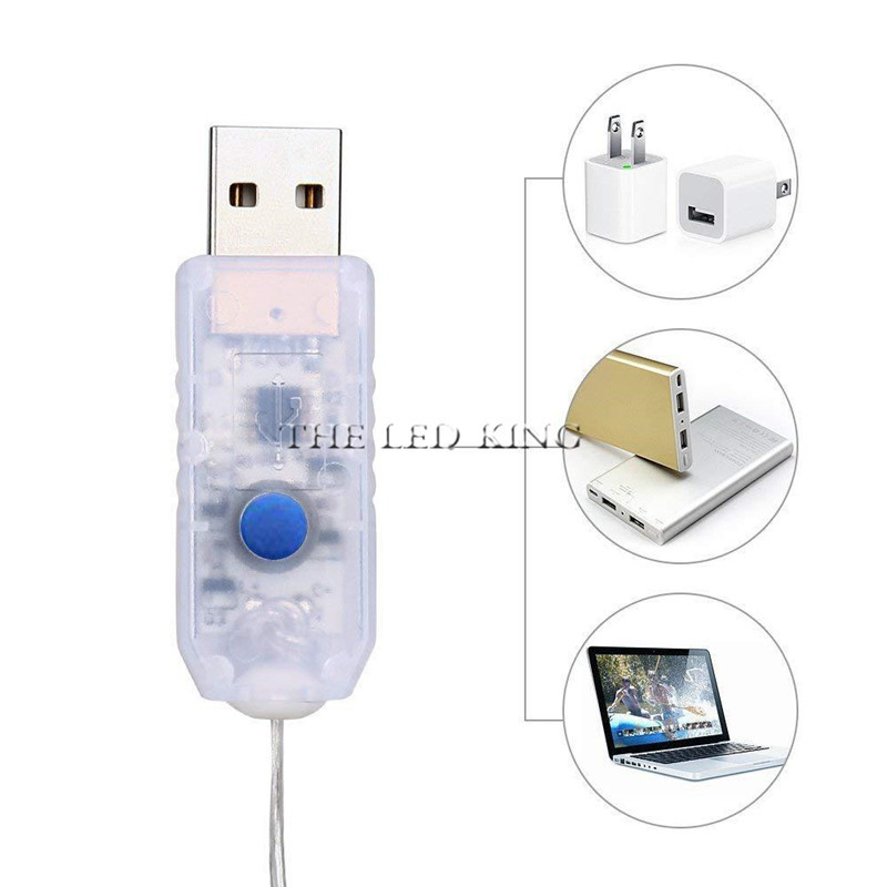 Jaunais gads 10M 5M 2M Sudraba stieple Fairy Garland LED stīgu gaismas Mājas Ziemassvētku kāzu ballītes dekorēšana Darbojas ar akumulatoru / USB