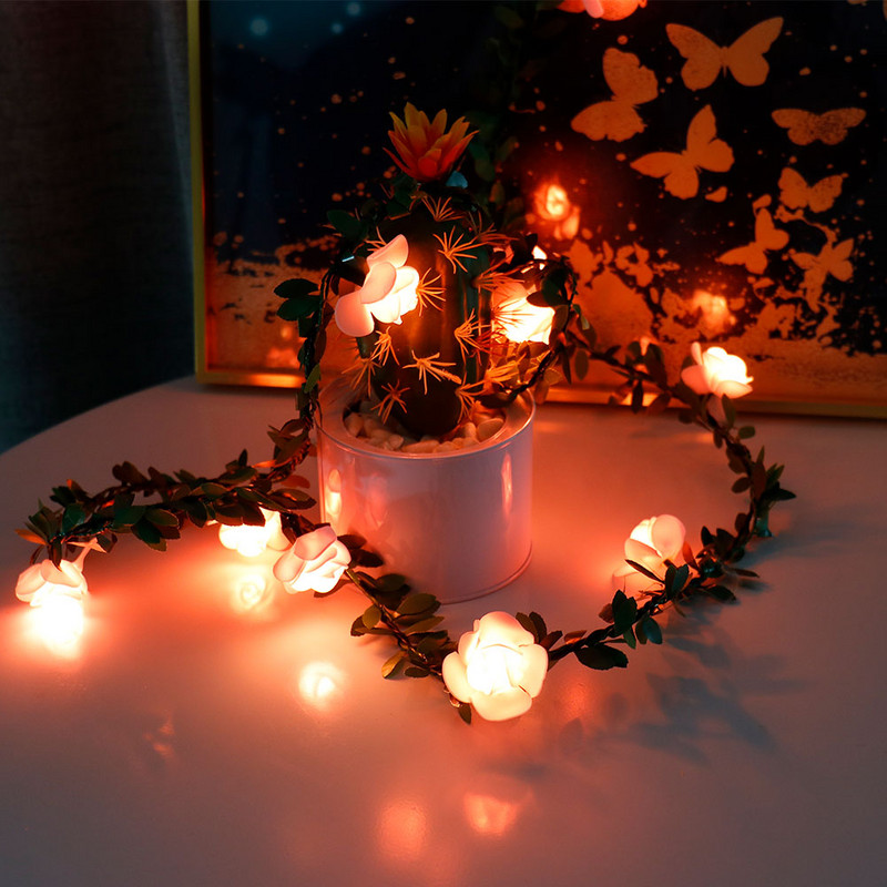 1.5M/3M 10/20Led ružinog cvijeta LED bajkovita svjetla na baterije Napajanje na baterije Vjenčanje Valentinovo Dekorativna lampa Party Girlland Girlanda