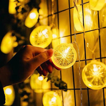 Slice Fruit Lemon 10 LED 1,5m String Lights που αναβοσβήνουν Επιτοίχιο φωτιστικό γιρλάντα με μπαταρία Εσωτερικός φωτισμός εξωτερικού χώρου Νυχτερινός φωτισμός