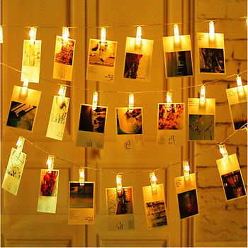 LED Photo Clip Hearts String Lights για το Δωμάτιο Σπίτι Πάρτι Υπνοδωμάτιο Διακόσμηση διακοπών Μπαταρία USB Powered Photo Clip String Lights