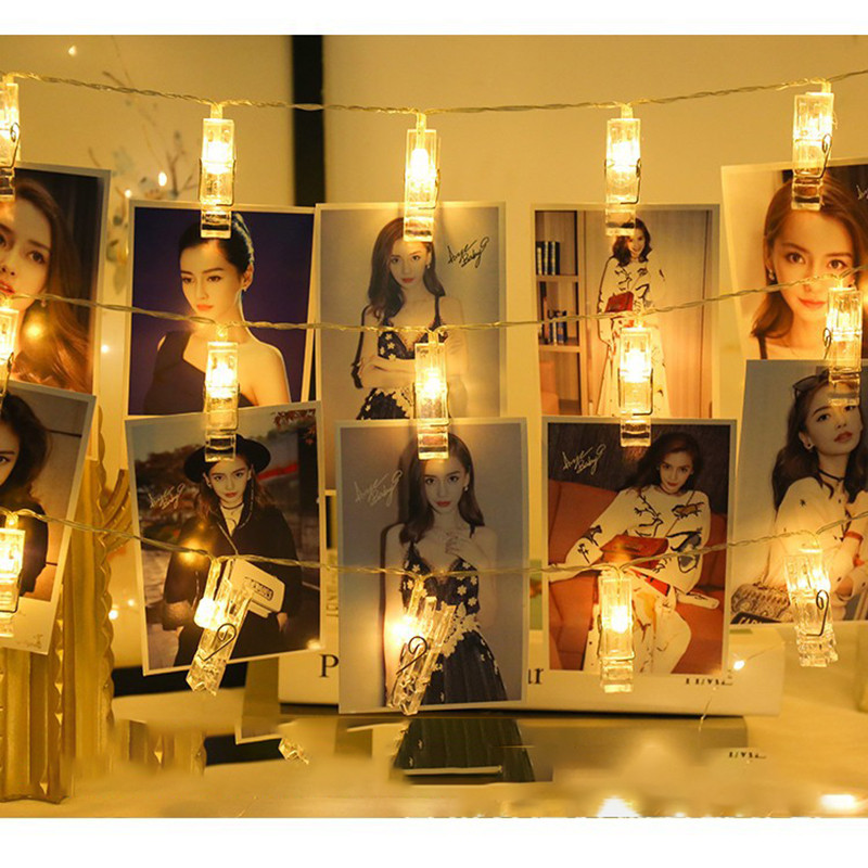 LED foto klipu sirsniņas gaismas virtenes istabai mājas ballītei guļamistabā svētku dekorēšanai ar akumulatoru ar USB darbināmu foto klipu stīgu gaismas