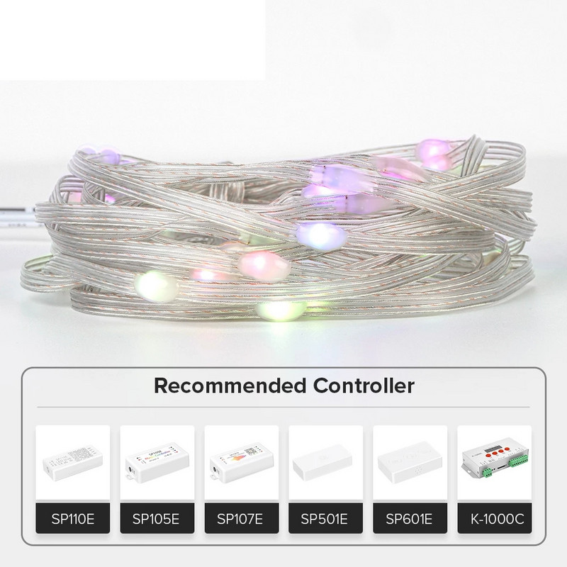 WS2812B RGBIC Lumini de Crăciun 5 m 50 led-uri RGB Culoare de vis Decorare de zi de naștere Lumini de petrecere Lumină LED de cameră Impermeabil IP67 DC5V