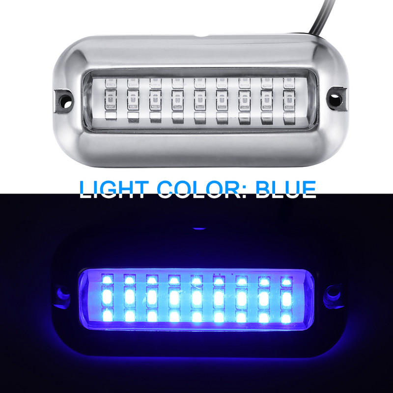12V 27 LED víz alatti csónak kereszttartó könnyű tengeri rozsdamentes acél víz alatti ponton vízálló lámpa izzója fehér/kék/zöld