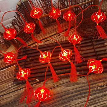 1,5 Μέτρο 10 Φώτα Κόκκινο Κινέζικο Κόμπο Ανοιξιάτικο Φεστιβάλ Φαναριού LED Φώτα χορδών Χριστουγεννιάτικο Γάμο Κινεζική Πρωτοχρονιά Διακοσμήσεις