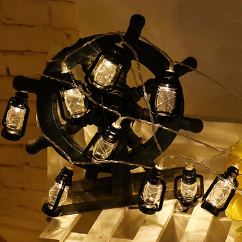 10 LED диода 1.6M керосинови светлини с връвни светлини Фея с гирлянди Връв с фенери AA Захранвани от батерии Домашни коледни партита Декоративни светлини с връв
