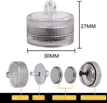 Светлини за свещи за сватбени фонтани Вази Аквариум 12 бр./лот Потопяеми LED светлини Водоустойчиви подводни LED чаени светлини