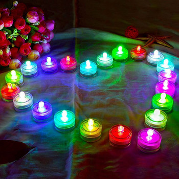 Φωτάκια κεριών Βάζα Σιντριβάνι Γάμου Μπανιέρα Δεξαμενή ψαριών 12τμχ/παρτίδα Υποβρύχια Φώτα LED Αδιάβροχα Υποβρύχια Φωτάκια Τσαγιού LED