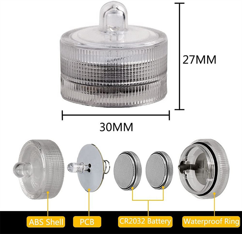 Küünlavalgustid pulmadeks purskkaevu vaasid vann kalapaak 12 tk/partii sukeldatavad LED tuled veekindlad veealused LED teevalgustid