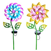 Lampă solară rotativă pentru moara de vânt Moara de vânt din fier 3D Lumină decorativă Ornamente de iluminat colorate Decor pentru curte pentru curte