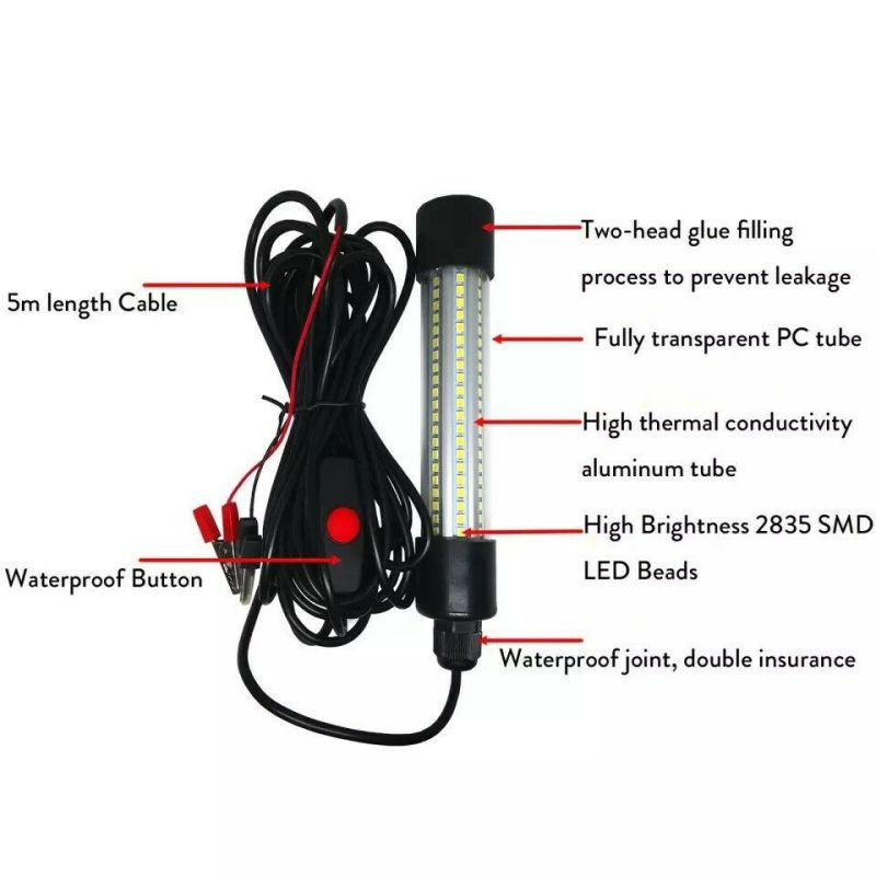 DC/AC 12V 126 LED Green Fishing Deep Drop Light Atraktor IP68 Veekindel kalaleidja Peibutis Peibutis Sukelveealune Lamp