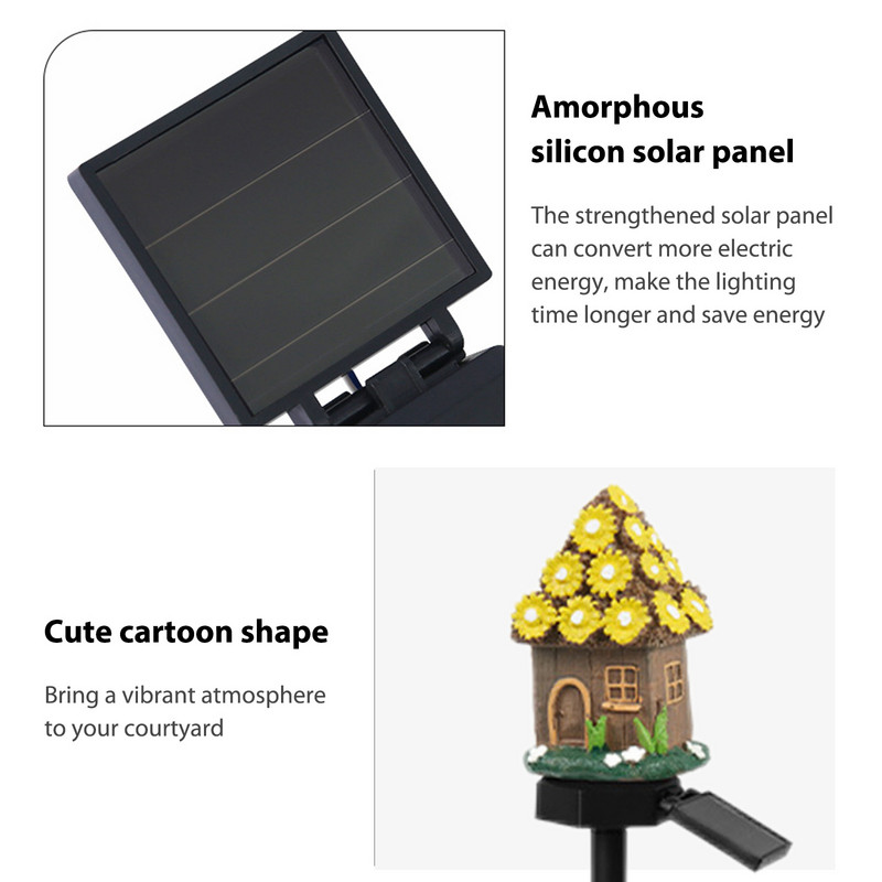 Napelemes gyeplámpák Nagy fényerejű gyanta díszítő lámpák rajzfilm 600 mAh vízálló művészeti kézműves ünnepi ajándékok otthoni világítás dekoráció