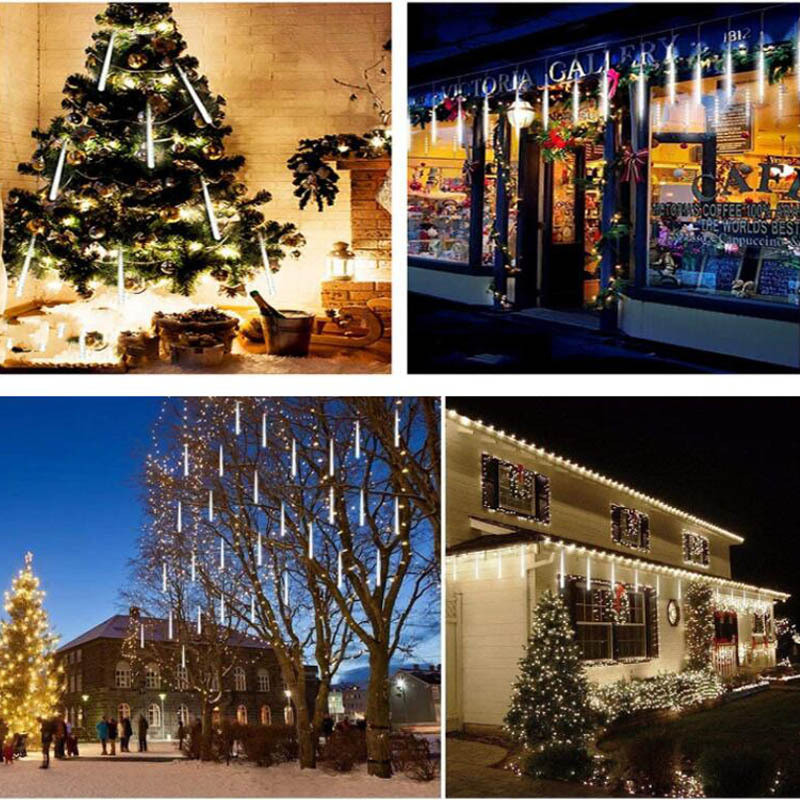 8 caurules Meteor Duša Lietus Led String Lights Ielu vītnes Jaungada Ziemassvētku dārza gaismas āra kāzu svētku apgaismojums