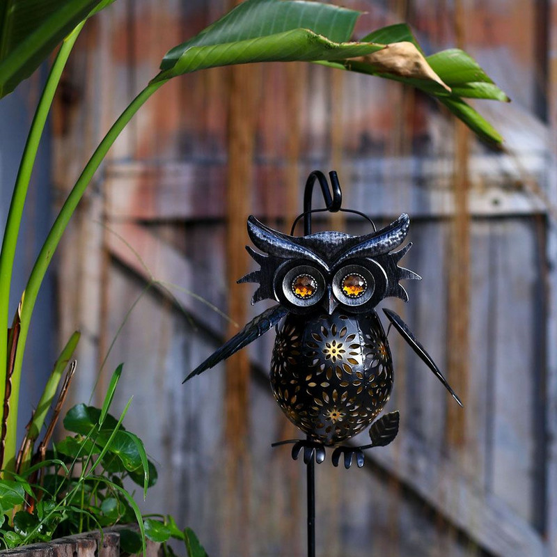 Lumini de grădină pentru pasarelă, curte, curte, lampă cu LED-uri pentru cărări Lampă pentru gazon Lumină solară Bufniță Lanterne pentru bufniță Iluminat exterior