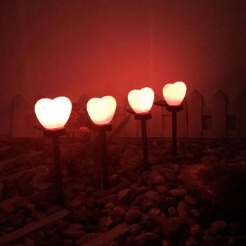 2бр. Декорация на светлини за морава Романтична лампа във формата на сърце Елегантна сладка пластмасова LED светлина за пътеки за градина