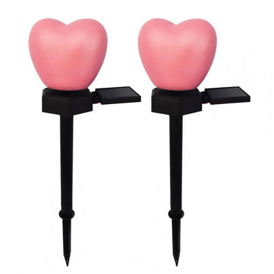 2 τμχ Φωτιστικό γκαζόν Ρομαντικό ντεκόρ σε σχήμα καρδιάς Κομψό χαριτωμένο πλαστικό φως LED για τον κήπο
