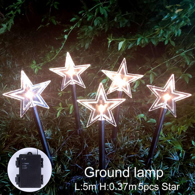 5 tk Star Snowflake Jõulupuu jõulud LED-aiavalgustid veekindlad välipuhkusetee kaunistused maapealne murulamp