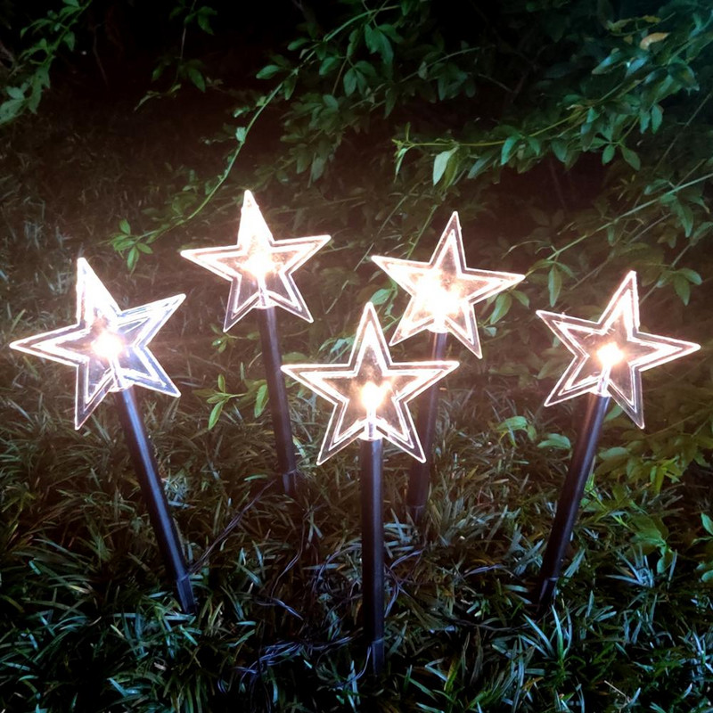 5 tk Star Snowflake Jõulupuu jõulud LED-aiavalgustid veekindlad välipuhkusetee kaunistused maapealne murulamp