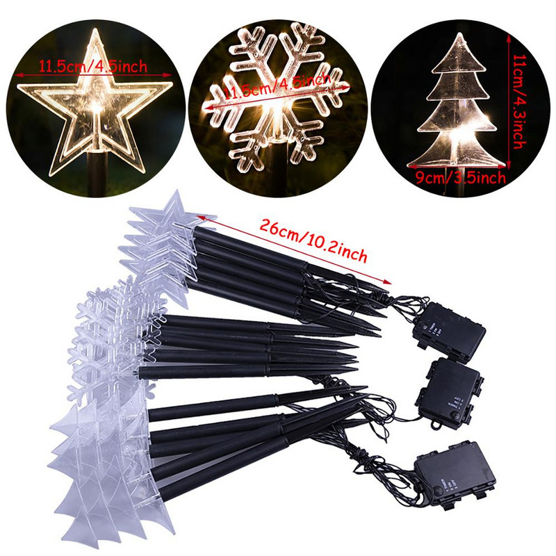5 tk Star Snowflake Jõulupuu jõulud LED-aiavalgustid veekindlad välipuhkusetee kaunistused maapealne murulamp