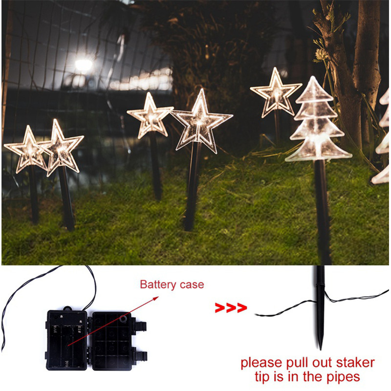 5 tk Star Snowflake Jõulupuu jõulud LED-aiavalgustid veekindlad välipuhkusetee kaunistused maapealne murulamp