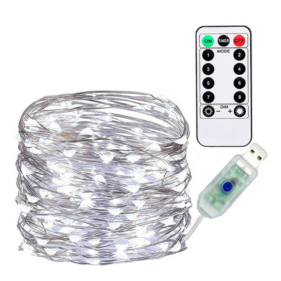Lumini cu zâne cu LED, 1 buc 10 m 100 LED lumini cu sârmă de zâne USB/funcționate cu baterii lumini din sârmă de cupru cu temporizator de la distanță