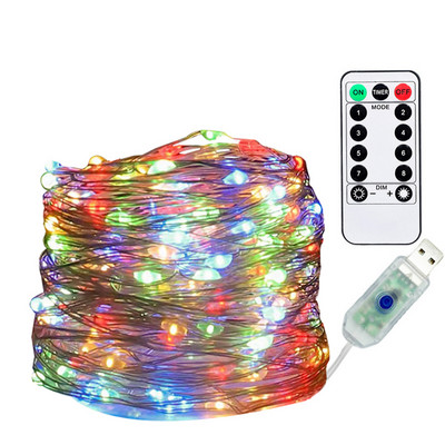 Lumini cu zâne cu LED, 1 buc 10 m 100 LED lumini cu sârmă de zâne USB/funcționate cu baterii lumini din sârmă de cupru cu temporizator de la distanță