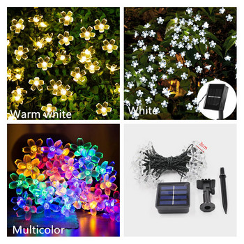 Ηλιακό LED με άνθη κερασιάς Φώτα γιορτής Αδιάβροχο νεράιδα Διακόσμηση κήπου Χριστουγεννιάτικη διακόσμηση γιρλάντα εξωτερικού χώρου