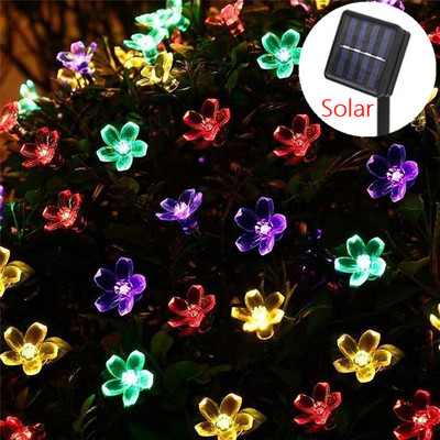 Päikeseenergia LED kirsiõied tuled pühade nöörid veekindlad haldjaaia sisekujundus väljas tänava vaniku jõulukaunistus