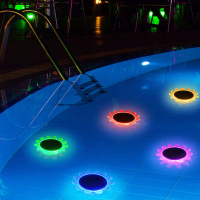 Lumini plutitoare pentru piscină Lumini solare în aer liber cu floarea-soarelui, iaz plutitor amfibie, lămpi cu LED-uri de noapte pentru grădină, piscină, fântână, iaz Decor