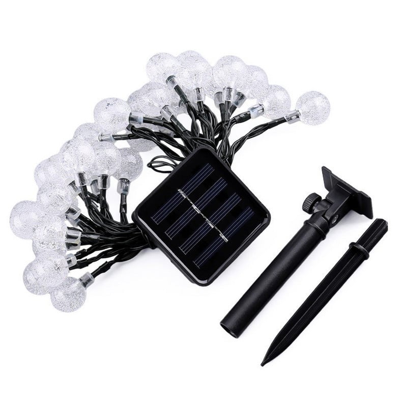 Esküvői Otthon Beltéri Dekoráció Kristálygömbök Napelemes Fény 20/30 LED 7/5m Fénysor Vízálló kültéri Lámpák