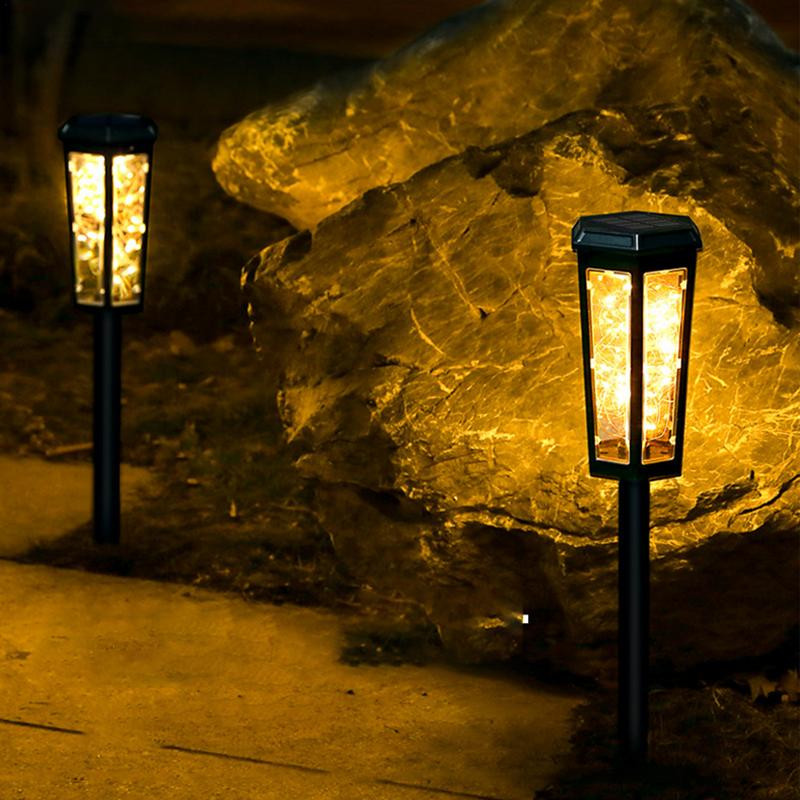 Lampă de cale alimentată cu energie solară șir de lumină cu detectare a luminii impermeabile Lumini de exterior Lumini cu LED pentru gazon Iluminare automată cu 2 moduri pentru