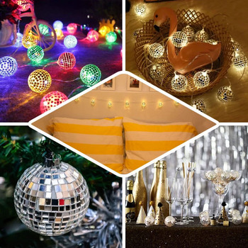 1M LED String Lights με μπαταρία καθρέφτη Ball Stage Reflection Φωτιστικό για Πρωτοχρονιά γάμου Χριστουγεννιάτικο DJ Disco Home Party Decor