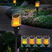 Kültéri vízálló LED-es napelemes zseblámpa háztáji gyepfény villa kerti táj dekoráció dinamikus szimulációs lángfény