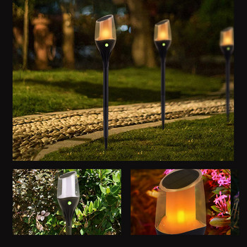 Външно водоустойчиво LED слънчево фенерче Светлина за поляна в задния двор Вила Градина Пейзажна декорация Динамична симулация на пламъчна светлина