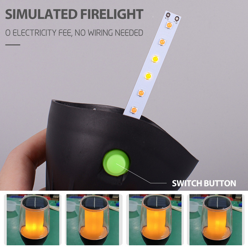 Kültéri vízálló LED-es napelemes zseblámpa háztáji gyepfény villa kerti táj dekoráció dinamikus szimulációs lángfény