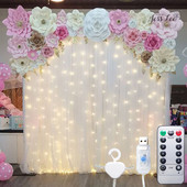 3 m LED lāsteku pasaku stīgu aizkaru gaismas vītnes dzimšanas dienas kāzu ballīšu rotājumi mājas āra Ramadāna Lieldienu svētki