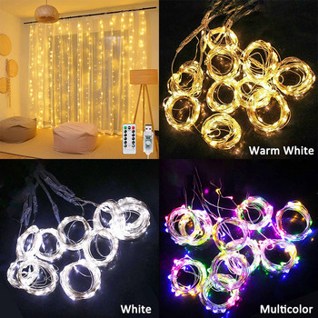 3m LED Icicle Fairy String Lights за завеси Гирлянди Рожден ден Декорации за сватбено тържество Начало На открито Рамадан Великденски гирлянди