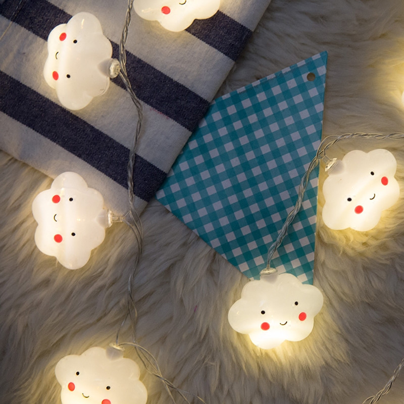 1,5 M pilve stringi tulede lamp 10 LED-i uudne Fairy Light Garland lastele Magamistoa Kodukaunistus Akutoitel 3 värvi