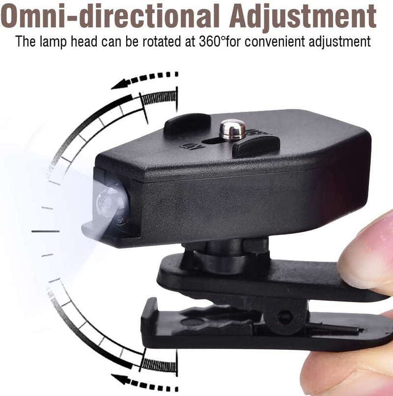 1gb Briļļu lasīšanas gaisma Briļļu zibspuldzes saspraudes LED gaismas saspraude uz brillēm Gaismas lukturītis lasīšanai nakts lampa