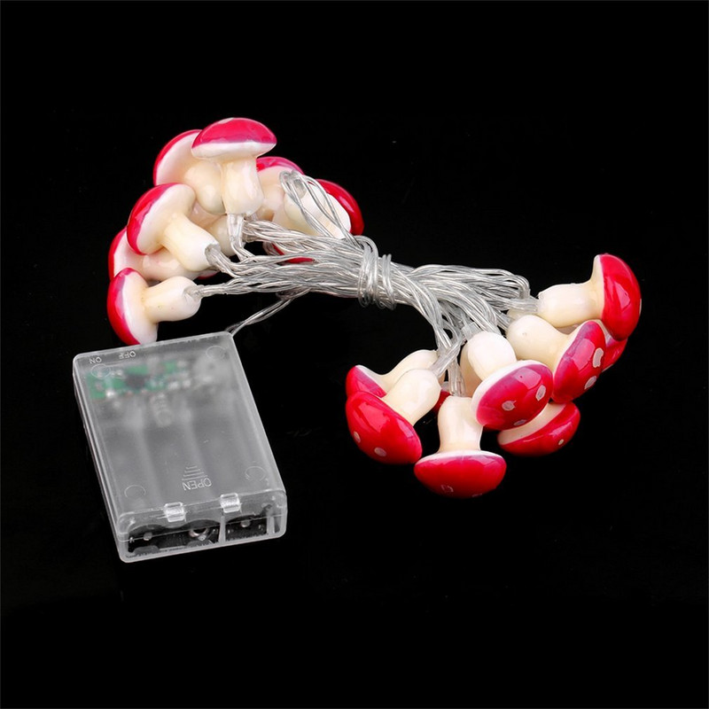 2 m 20 LED sēņu formas stieples gaismas stīgas ar baterijām darbināmas LED gaismas dekorācijas Ziemassvētku ballīte mājas pasaku gaismas dāvanu vītne