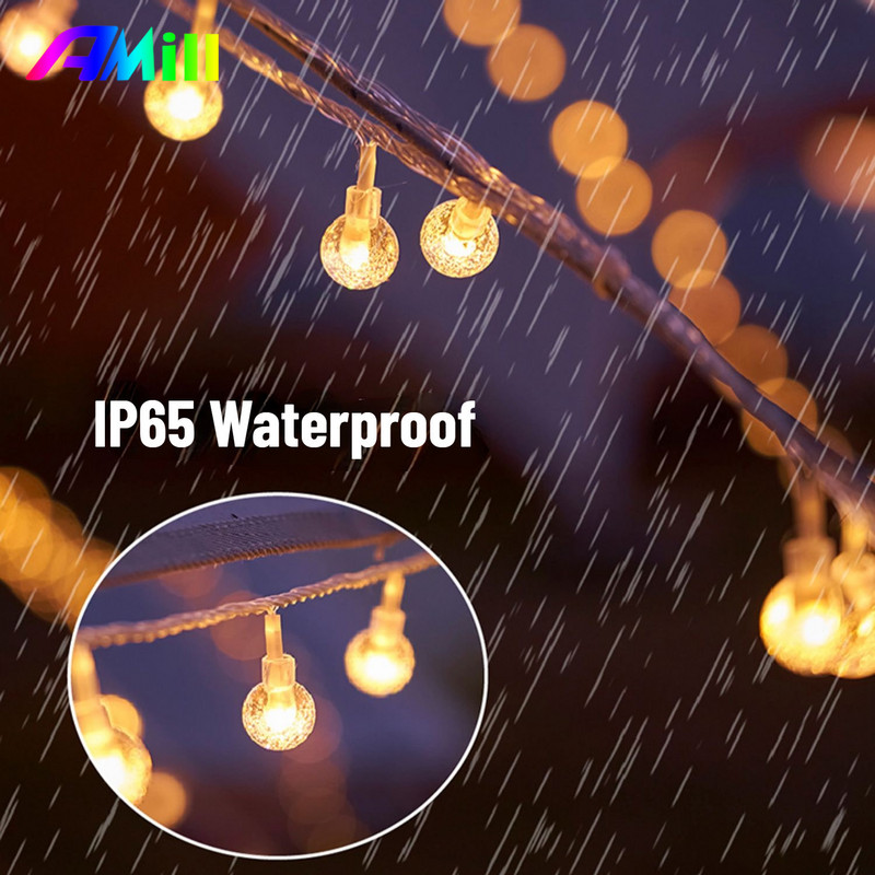 Päikesepatarei LED-tuled Fairy Outdoor Crystal Fairy Light Garden Pulmakaunistused Lamp Veekindel Garland Ramadan Kaunistused