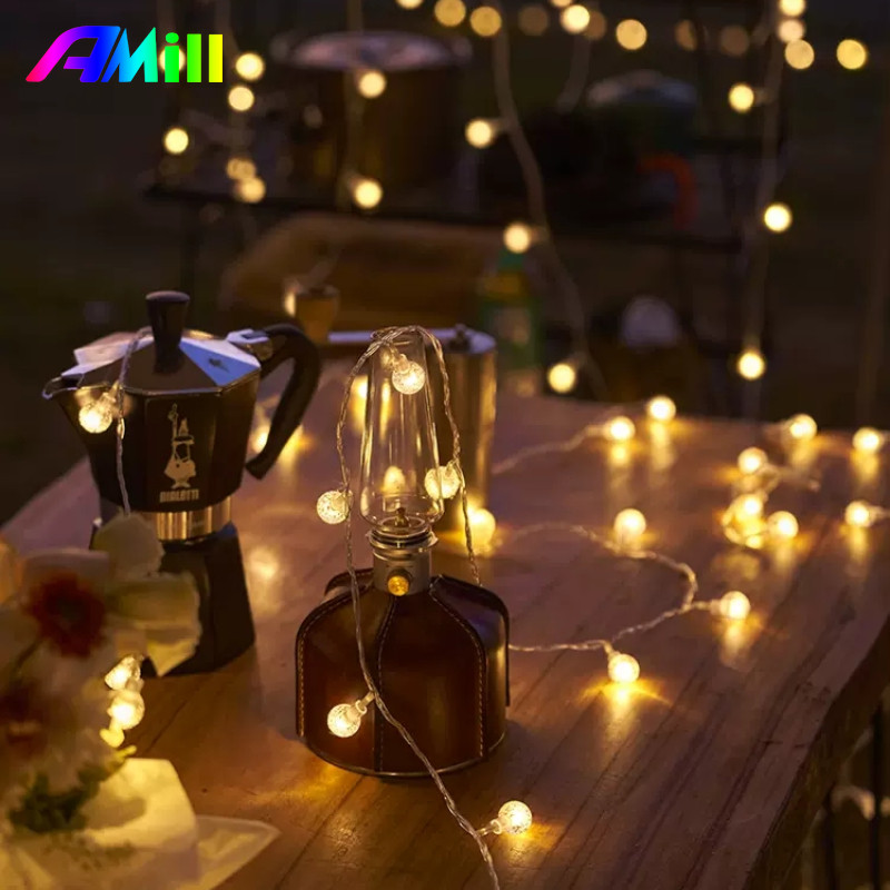 Päikesepatarei LED-tuled Fairy Outdoor Crystal Fairy Light Garden Pulmakaunistused Lamp Veekindel Garland Ramadan Kaunistused