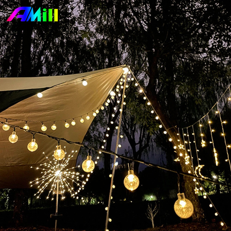 Päikesepatarei LED-tuled Fairy Outdoor Crystal Fairy Light Garden Pulmakaunistused Lamp Veekindel Garland Ramadan Kaunistused